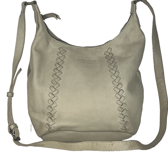 AMERICAN LEATHER Co Bone Smooth Leather Crossbody Handbag ALC2323S Hobo - Picture 2 of 15